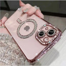 Capinha Stribs Glitter Diamante Magnética MagSafe para iPhone – Capa Premium Anti-Impacto Transparente