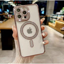 Capinha Stribs Glitter Diamante Magnética MagSafe para iPhone – Capa Premium Anti-Impacto Transparente