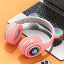 Fone Ouvido Gatinho Bluetooth Adulto Crianças + Relógio Led
