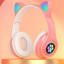 Fone Ouvido Gatinho Bluetooth Adulto Crianças + Relógio Led